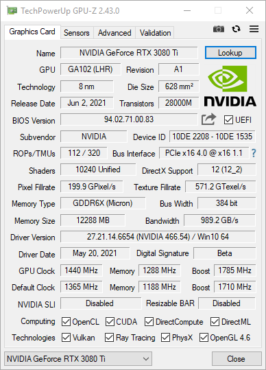 KFA2 GeForce RTX 3080 Ti EXG (1-Click OC). Test karty graficznej