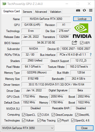 NVIDIA GeForce RTX 3050 - test GPU na przykładzie karty Gainward Ghost OC