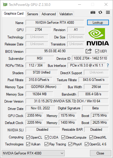 MSI GeForce RTX 4080 SUPRIM X - test karty graficznej