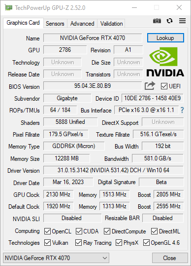 GIGABYTE AORUS GeForce RTX 4070 MASTER - test bardzo dużej karty graficznej