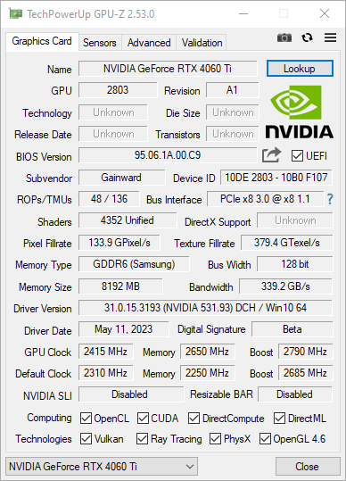 Test Gainward GeForce RTX 4060 Ti Ghost OC. Ten model kupisz poniżej MSRP